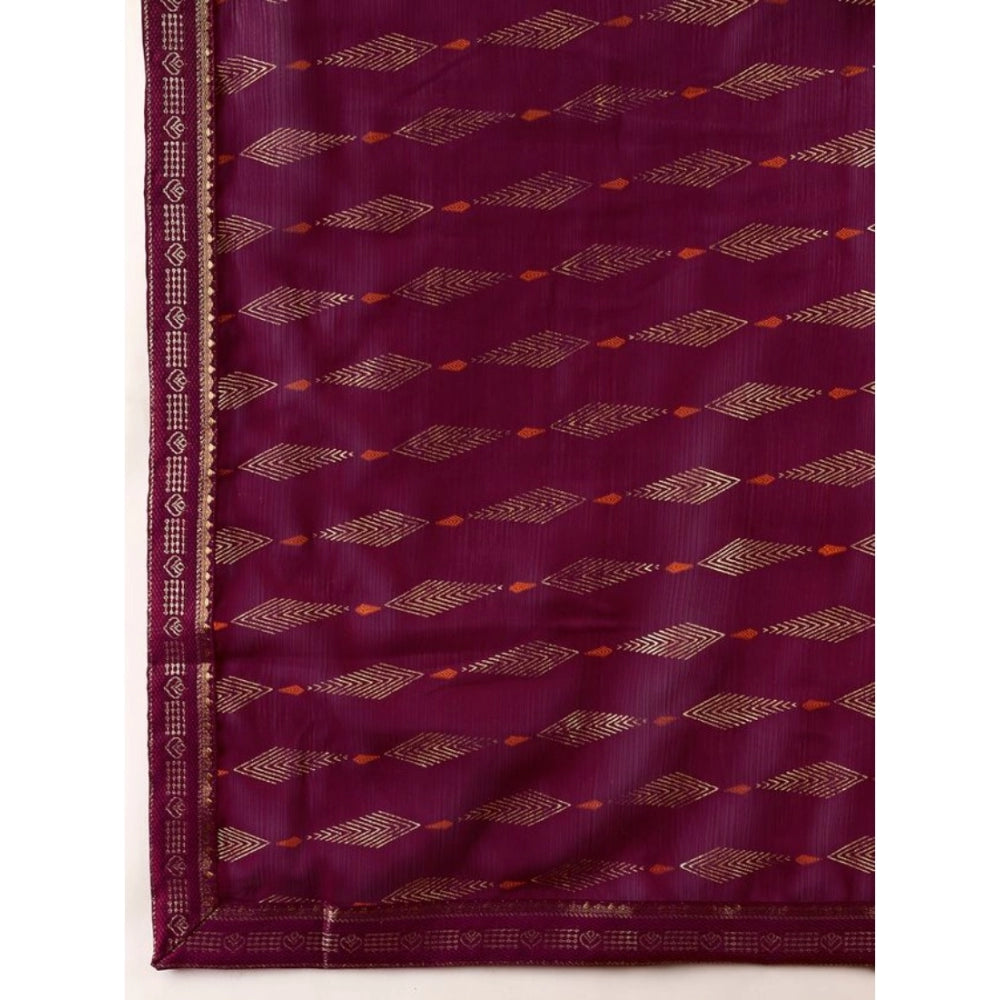 Generic Women's Zomto Laheriya Saree With Unstitched Blouse (Wine, 5-6 Mtrs) - Noble Nook