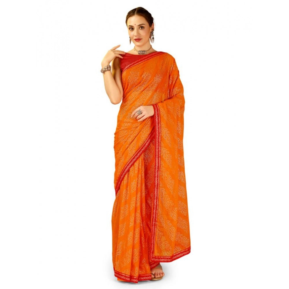 Generic Women's Zomto Bandhani Saree With Unstitched Blouse (Yellow, 5-6 Mtrs) - Noble Nook