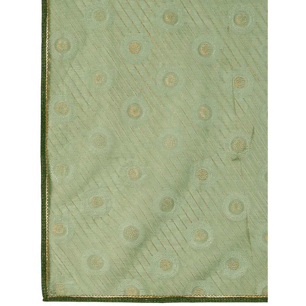 Generic Women's Linen Gola Printed Saree With Unstitched Blouse (Green, 5-6 Mtrs) - Noble Nook