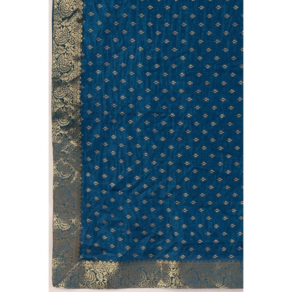 Generic Women's Vichitra Bandhani Saree With Unstitched Blouse (Blue, 5-6 Mtrs) - Noble Nook