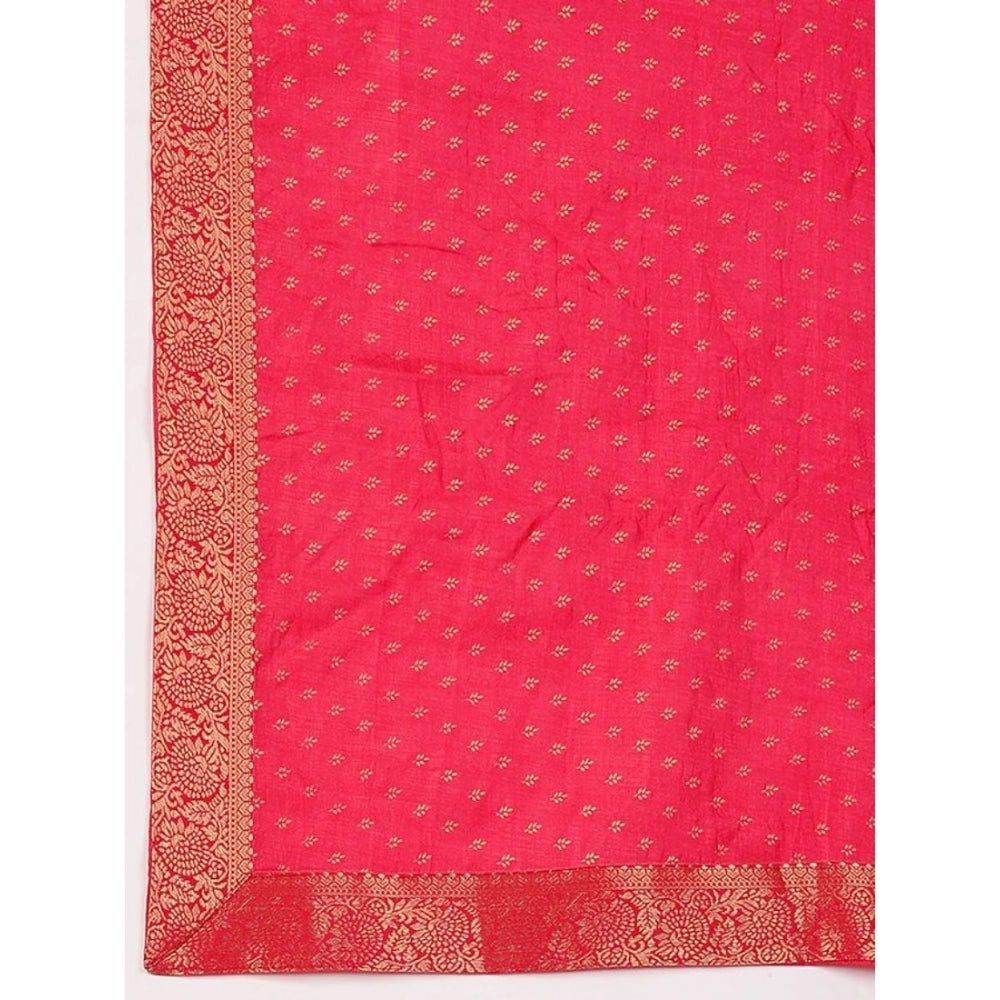 Generic Women's Vichitra Bandhani Saree With Unstitched Blouse (Pink, 5-6 Mtrs) - Noble Nook