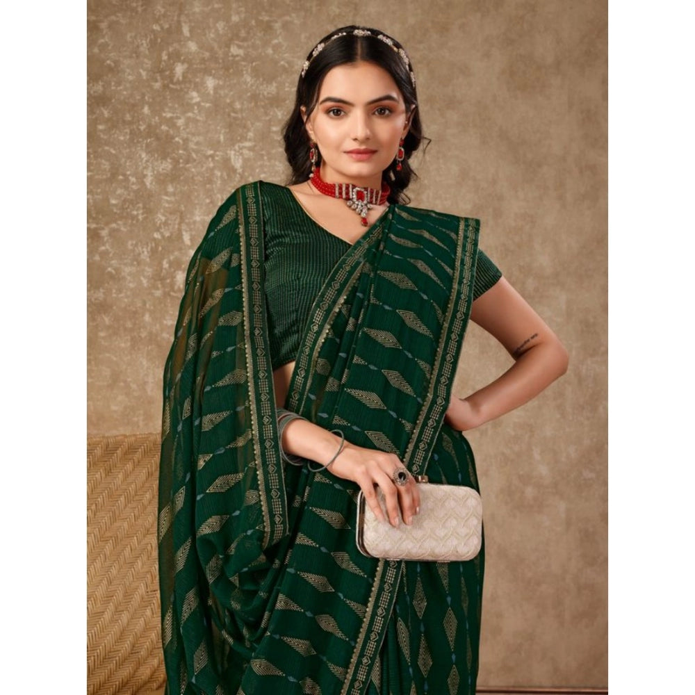 Generic Women's Zomto Laheriya Saree With Unstitched Blouse (Green, 5-6 Mtrs) - Noble Nook