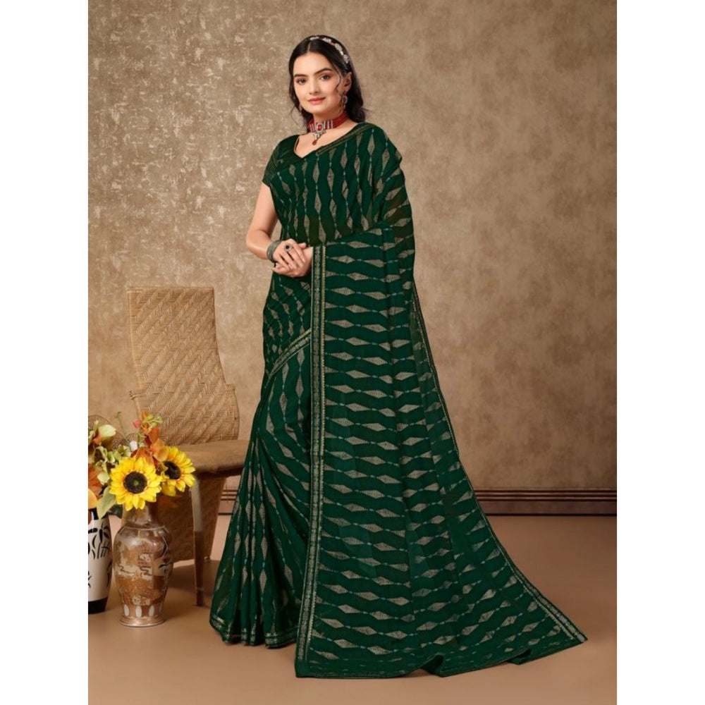 Generic Women's Zomto Laheriya Saree With Unstitched Blouse (Green, 5-6 Mtrs) - Noble Nook