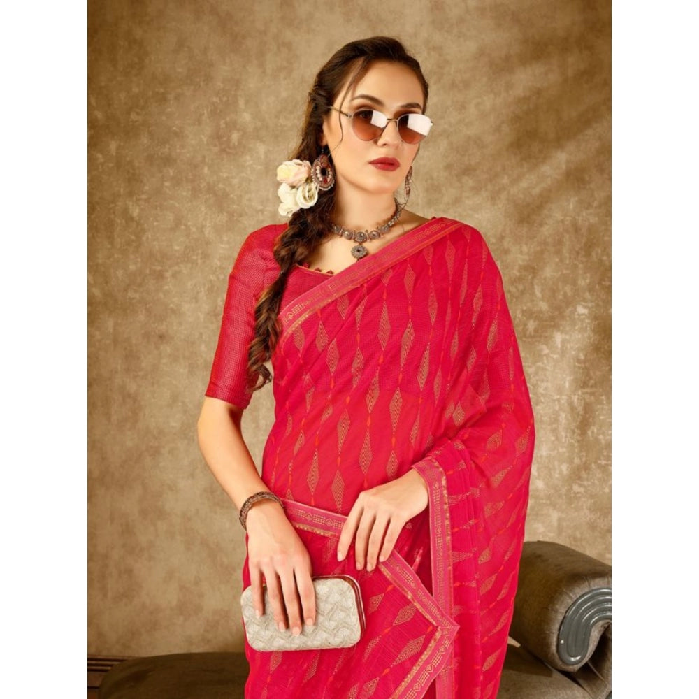 Generic Women's Zomto Laheriya Saree With Unstitched Blouse (Rani, 5-6 Mtrs) - Noble Nook