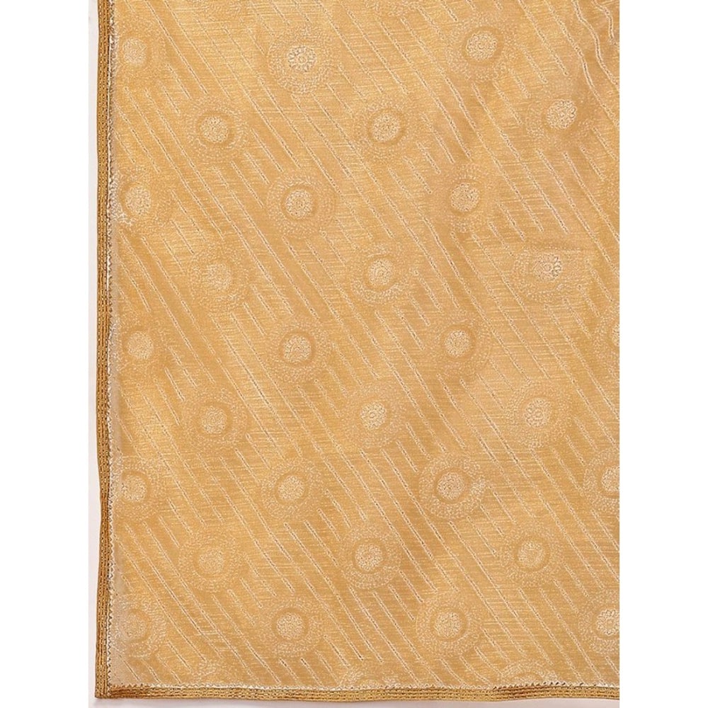 Generic Women's Linen Gola Printed Saree With Unstitched Blouse (Beige, 5-6 Mtrs) - Noble Nook