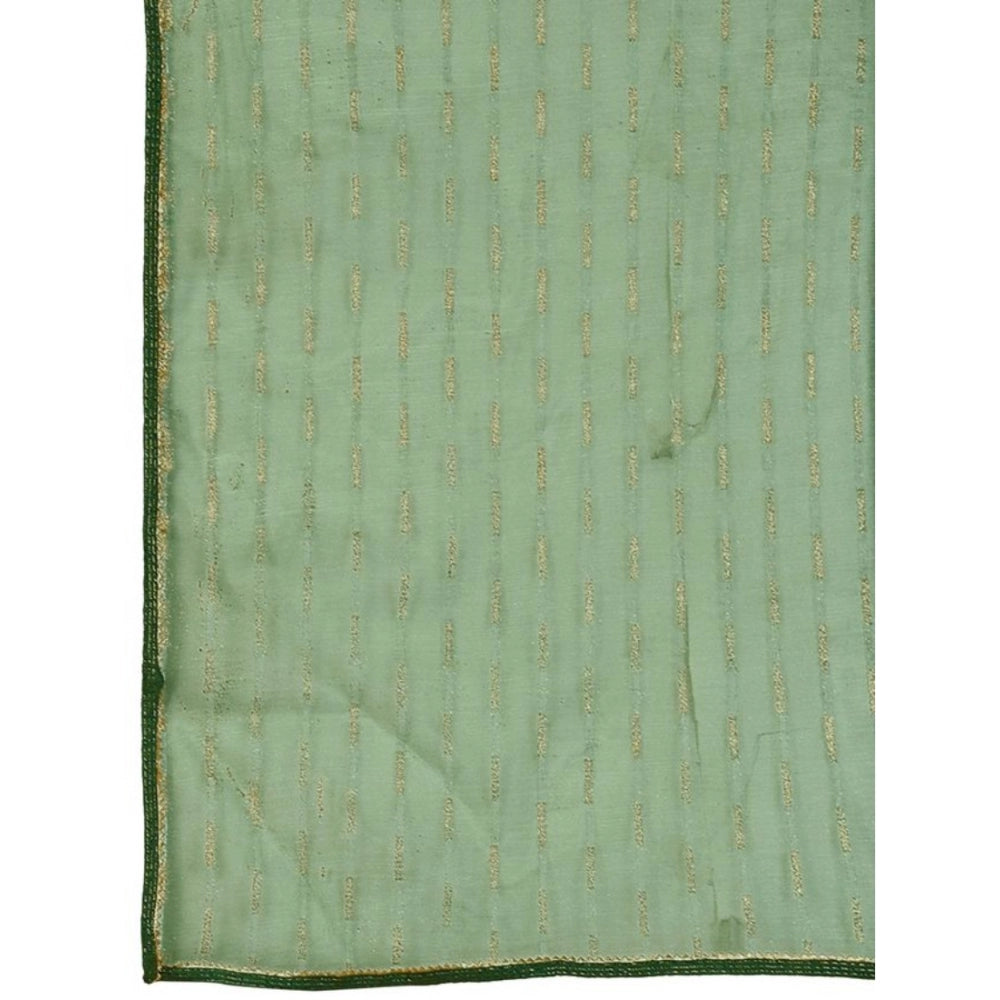 Generic Women's Linen Line Saree With Unstitched Blouse (Green, 5-6 Mtrs) - Noble Nook