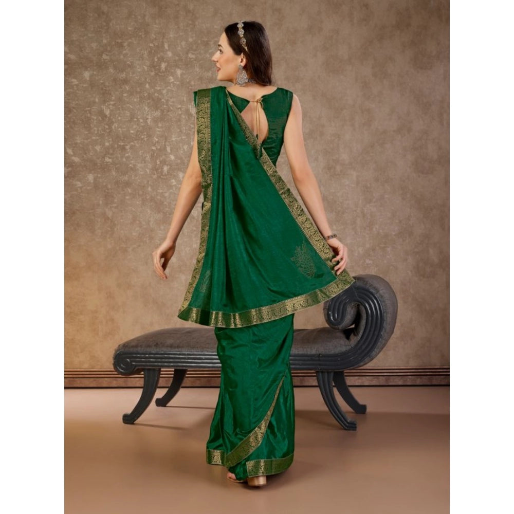 Generic Women's Vichitra Swiroshki Butta Saree With Unstitched Blouse (Green, 5-6 Mtrs) - Noble Nook