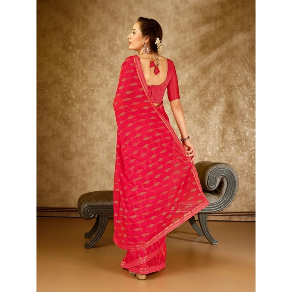 Generic Women's Zomto Laheriya Saree With Unstitched Blouse (Rani, 5-6 Mtrs) - Noble Nook