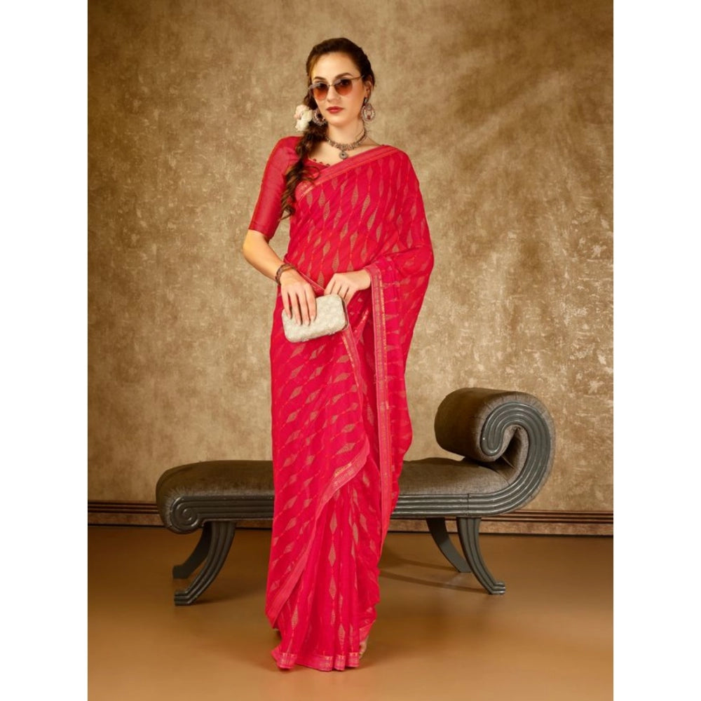 Generic Women's Zomto Laheriya Saree With Unstitched Blouse (Rani, 5-6 Mtrs) - Noble Nook