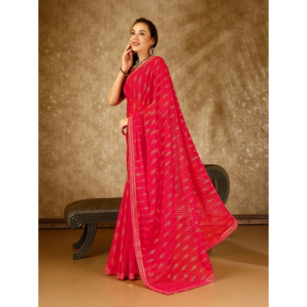 Generic Women's Zomto Laheriya Saree With Unstitched Blouse (Rani, 5-6 Mtrs) - Noble Nook