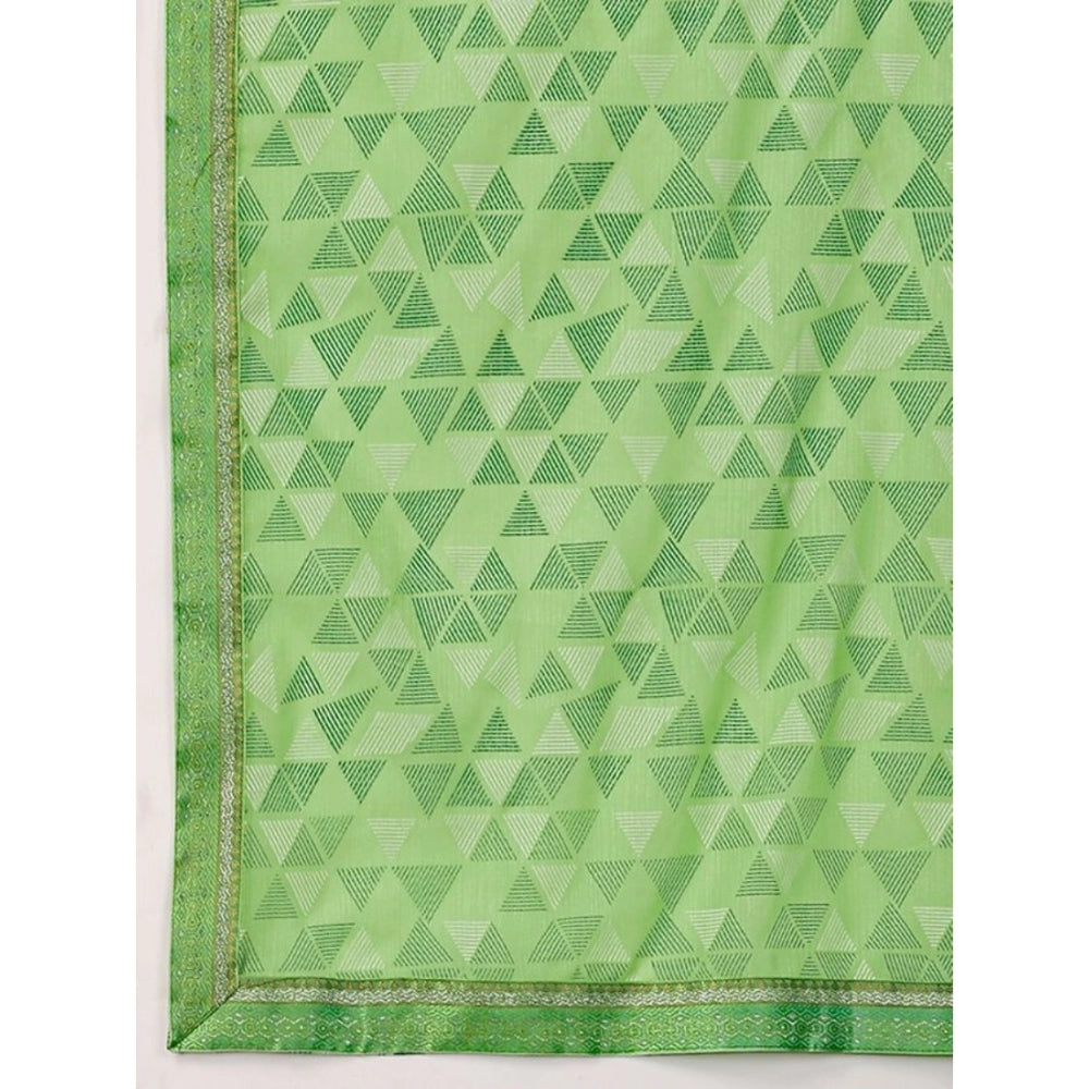 Generic Women's Zomto Printed Saree With Unstitched Blouse (Green, 5-6 Mtrs) - Noble Nook