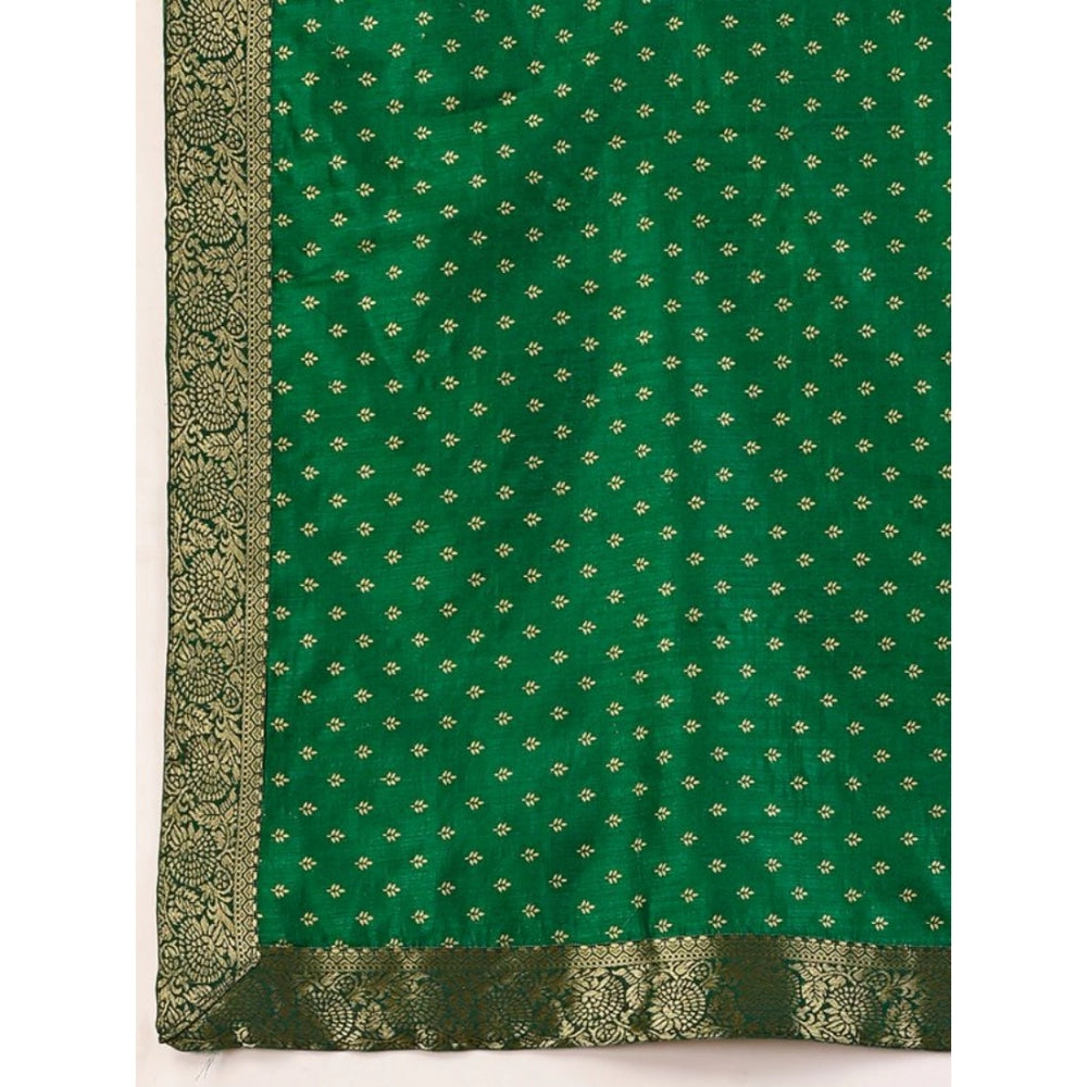 Generic Women's Vichitra Bandhani Saree With Unstitched Blouse (Green, 5-6 Mtrs) - Noble Nook