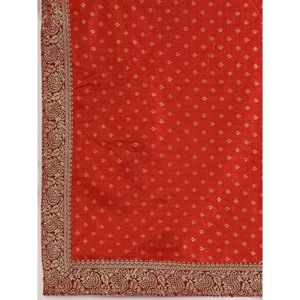 Generic Women's Vichitra Bandhani Saree With Unstitched Blouse (Maroon, 5-6 Mtrs) - Noble Nook