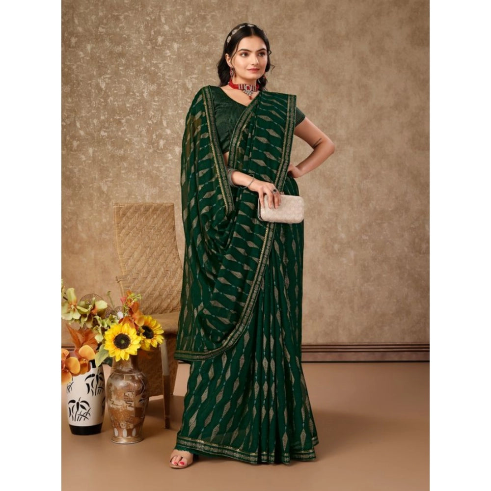 Generic Women's Zomto Laheriya Saree With Unstitched Blouse (Green, 5-6 Mtrs) - Noble Nook