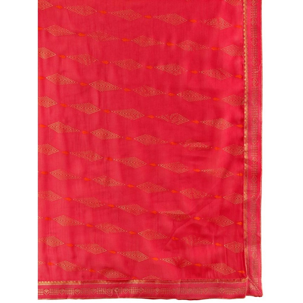 Generic Women's Zomto Laheriya Saree With Unstitched Blouse (Rani, 5-6 Mtrs) - Noble Nook