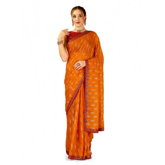 Generic Women's Zomto Laheriya Saree With Unstitched Blouse (Yellow, 5-6 Mtrs) - Noble Nook