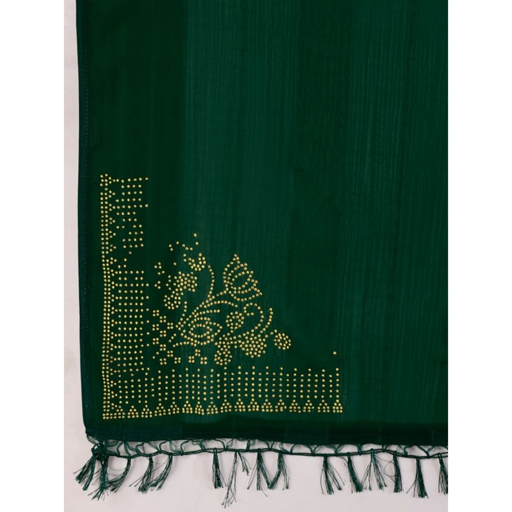 Generic Women's Chiffon Fabric Line Saree With Unstitched Blouse (Green, 5-6 Mtrs) - Noble Nook