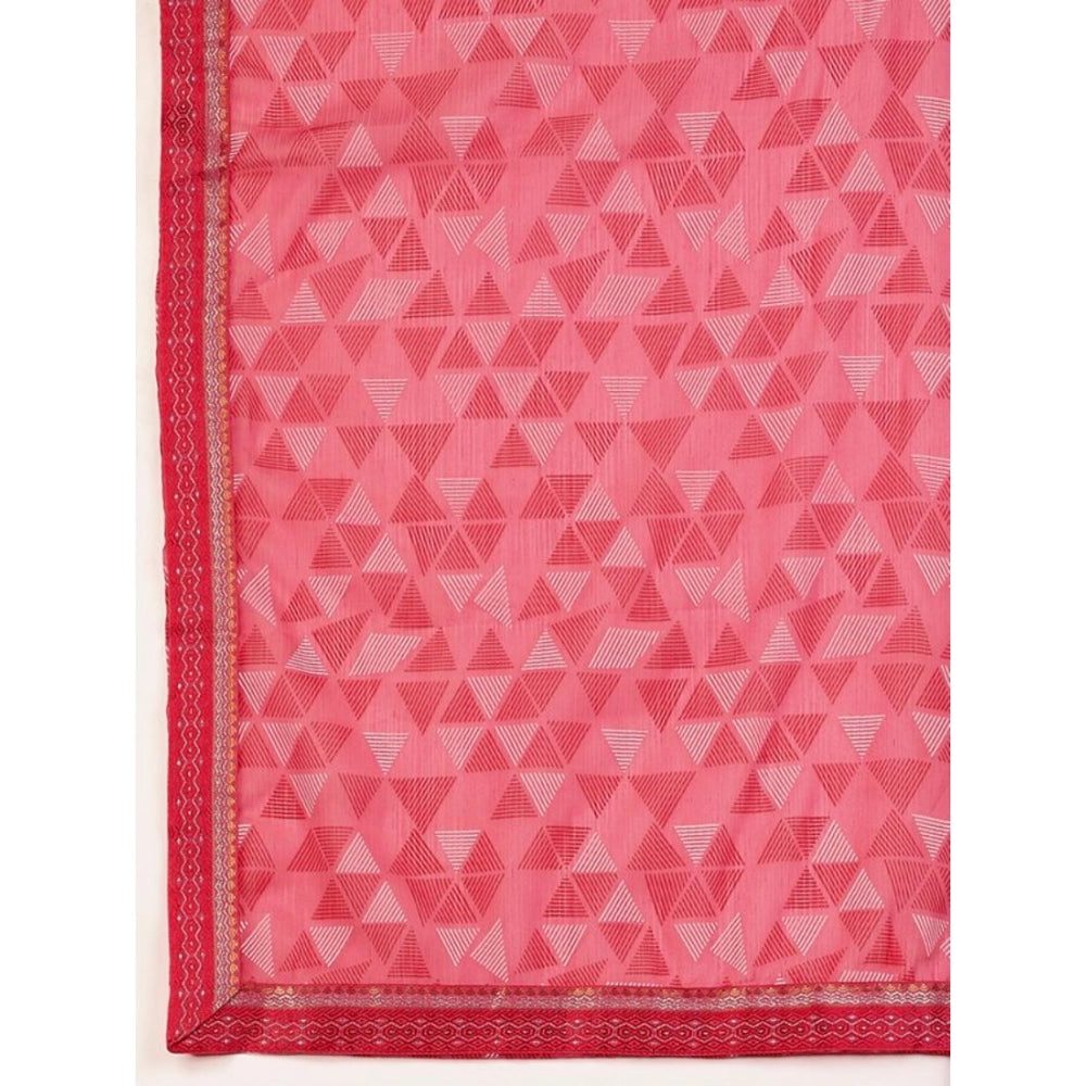 Generic Women's Zomto Printed Saree With Unstitched Blouse (Dark Pink, 5-6 Mtrs) - Noble Nook