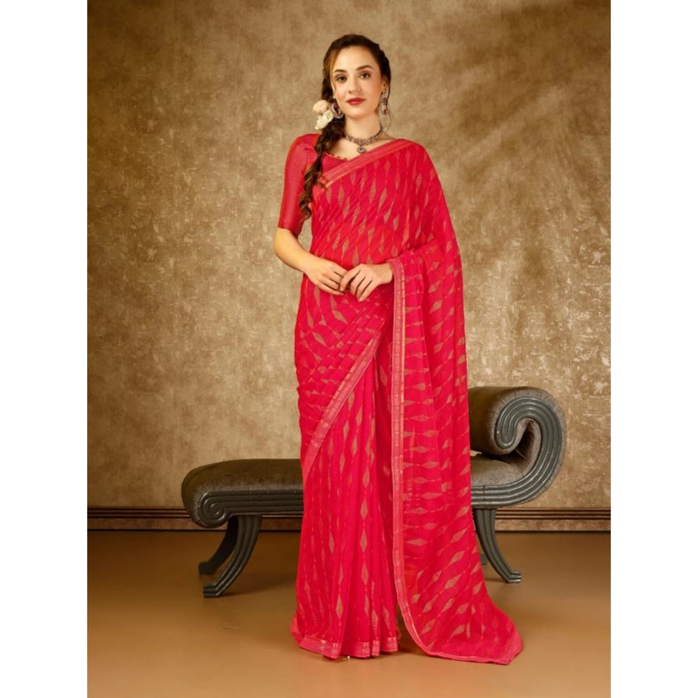 Generic Women's Zomto Laheriya Saree With Unstitched Blouse (Rani, 5-6 Mtrs) - Noble Nook