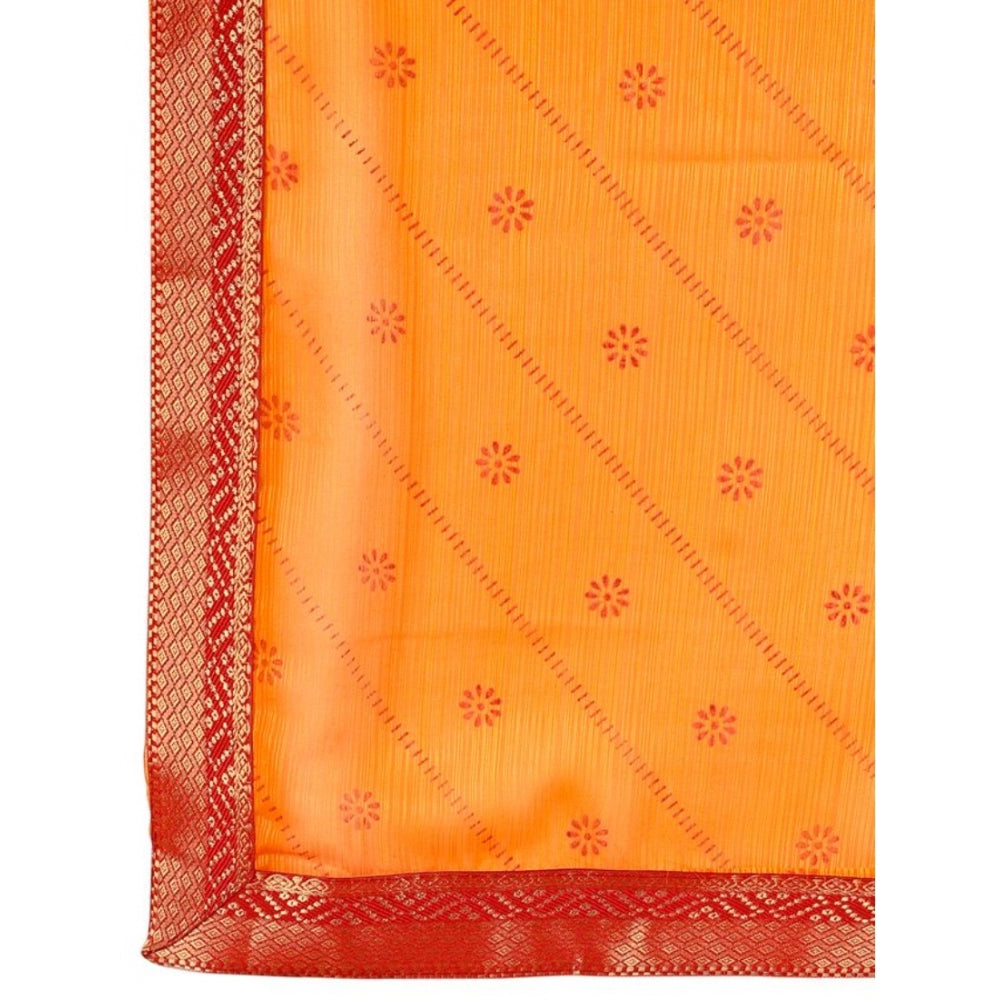 Generic Women's Zomto Bandhani Saree With Unstitched Blouse (Yellow, 5-6 Mtrs) - Noble Nook