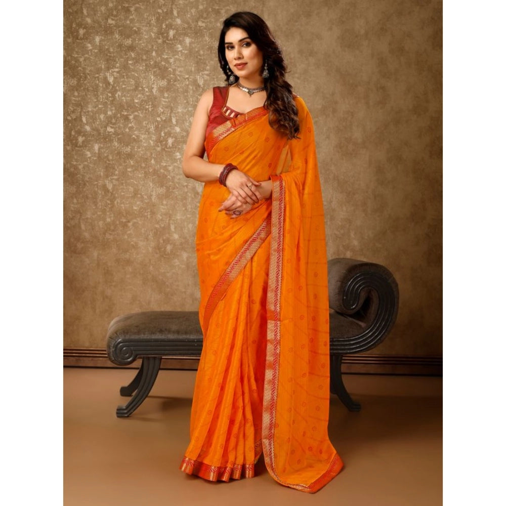 Generic Women's Zomto Bandhani Saree With Unstitched Blouse (Yellow, 5-6 Mtrs) - Noble Nook