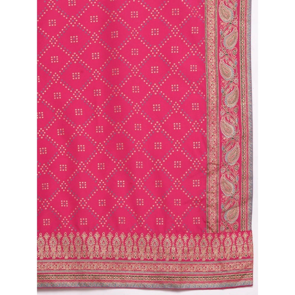 Generic Women's Casual 3-4Th Sleeve Ethnic Motifs Crepe Kurti Pant And Dupatta Set (Pink) - Noble Nook