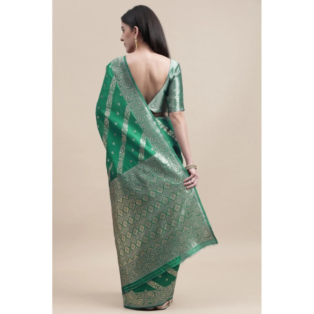 Generic Women's Banarasi Silk Designer Weaving Saree With Unstitched Blouse (Green, 5.50 Mtrs) - Noble Nook