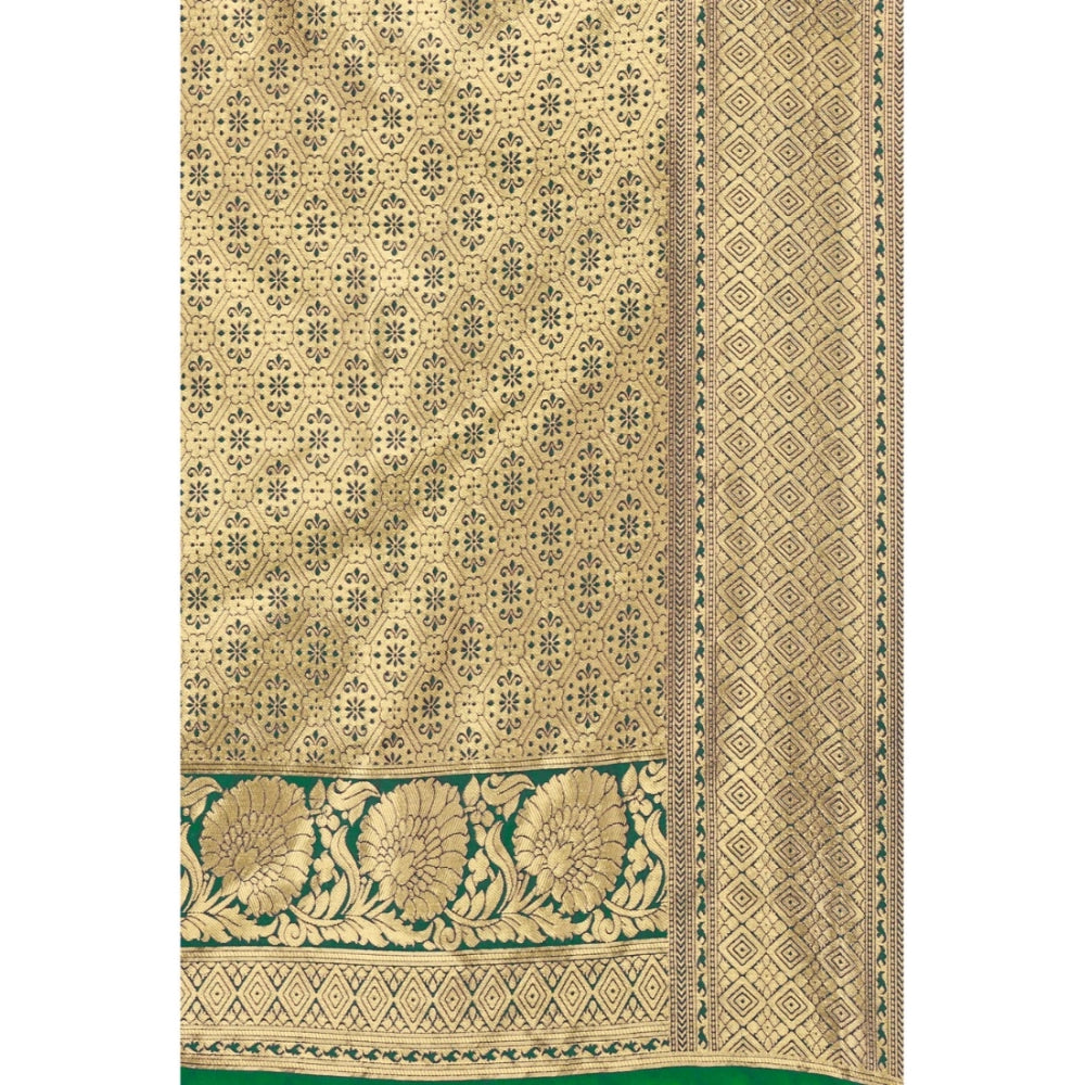 Generic Women's Banarasi Silk Designer Weaving Saree With Unstitched Blouse (Green, 5.50 Mtrs) - Noble Nook