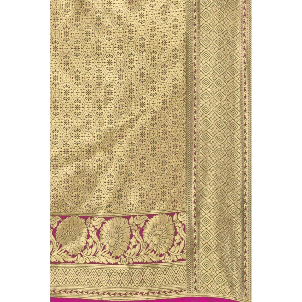 Generic Women's Banarasi Silk Designer Weaving Saree With Unstitched Blouse (Pink, 5.50 Mtrs) - Noble Nook