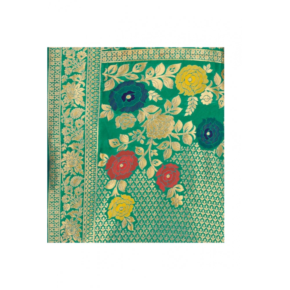 Generic Women's Banarasi Silk Designer Weaving Saree With Unstitched Blouse (Green, 5.50 Mtrs) - Noble Nook