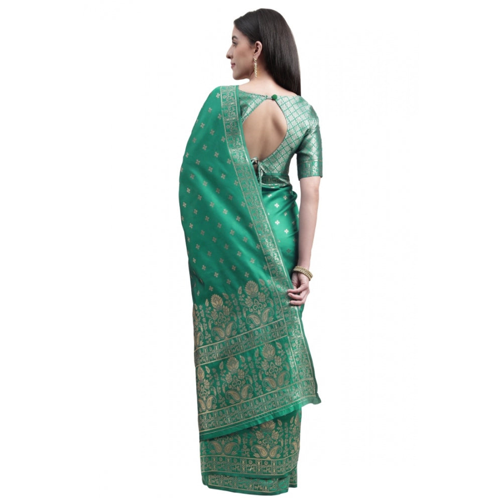 Generic Women's Banarasi Silk Designer Weaving Saree With Unstitched Blouse (Green, 5.50 Mtrs) - Noble Nook