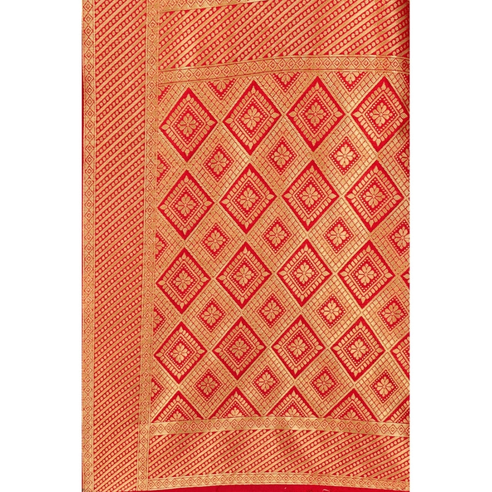 Generic Women's Banarasi Silk Designer Weaving Saree With Unstitched Blouse (Red, 5.50 Mtrs) - Noble Nook