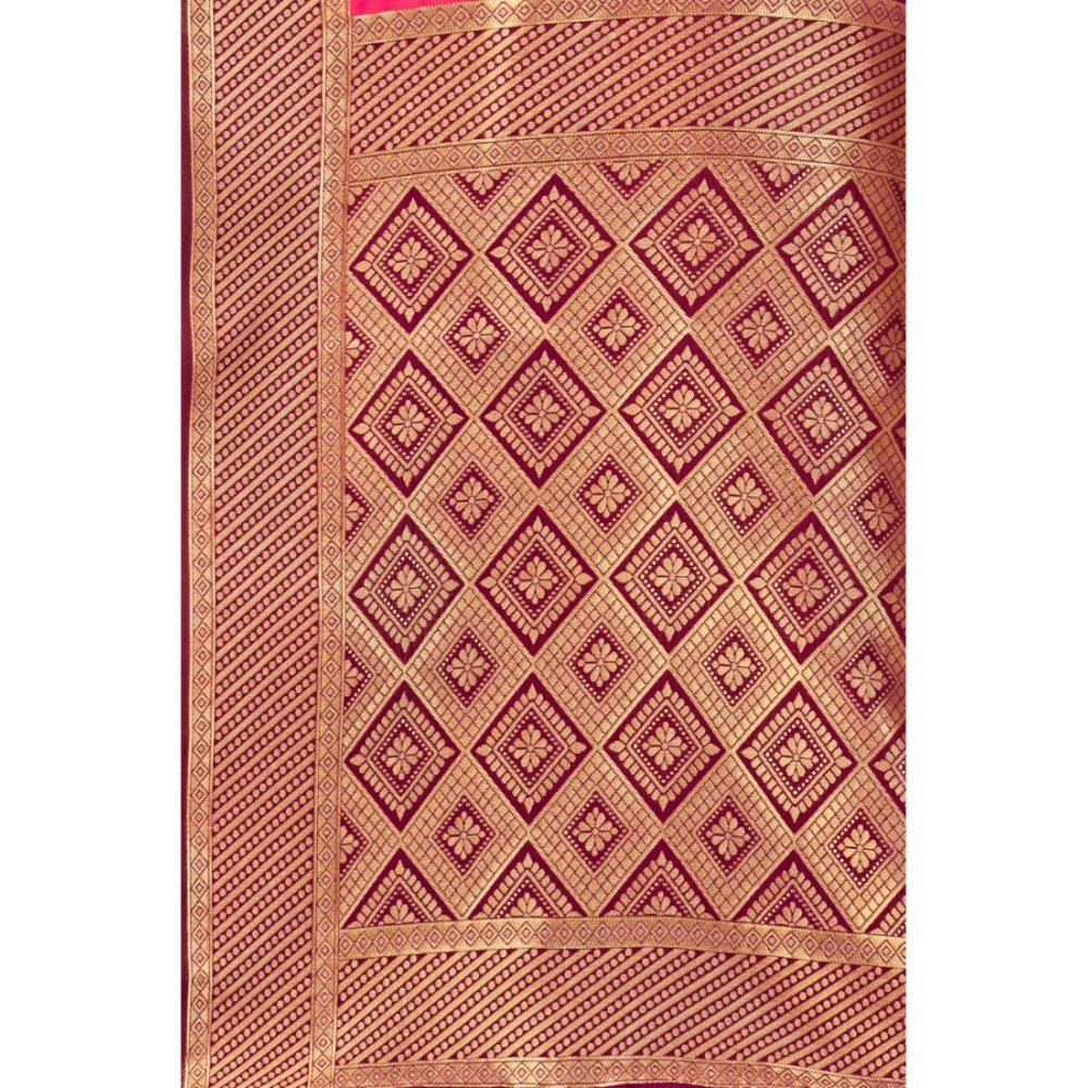 Generic Women's Banarasi Silk Designer Weaving Saree With Unstitched Blouse (Purple, 5.50 Mtrs) - Noble Nook