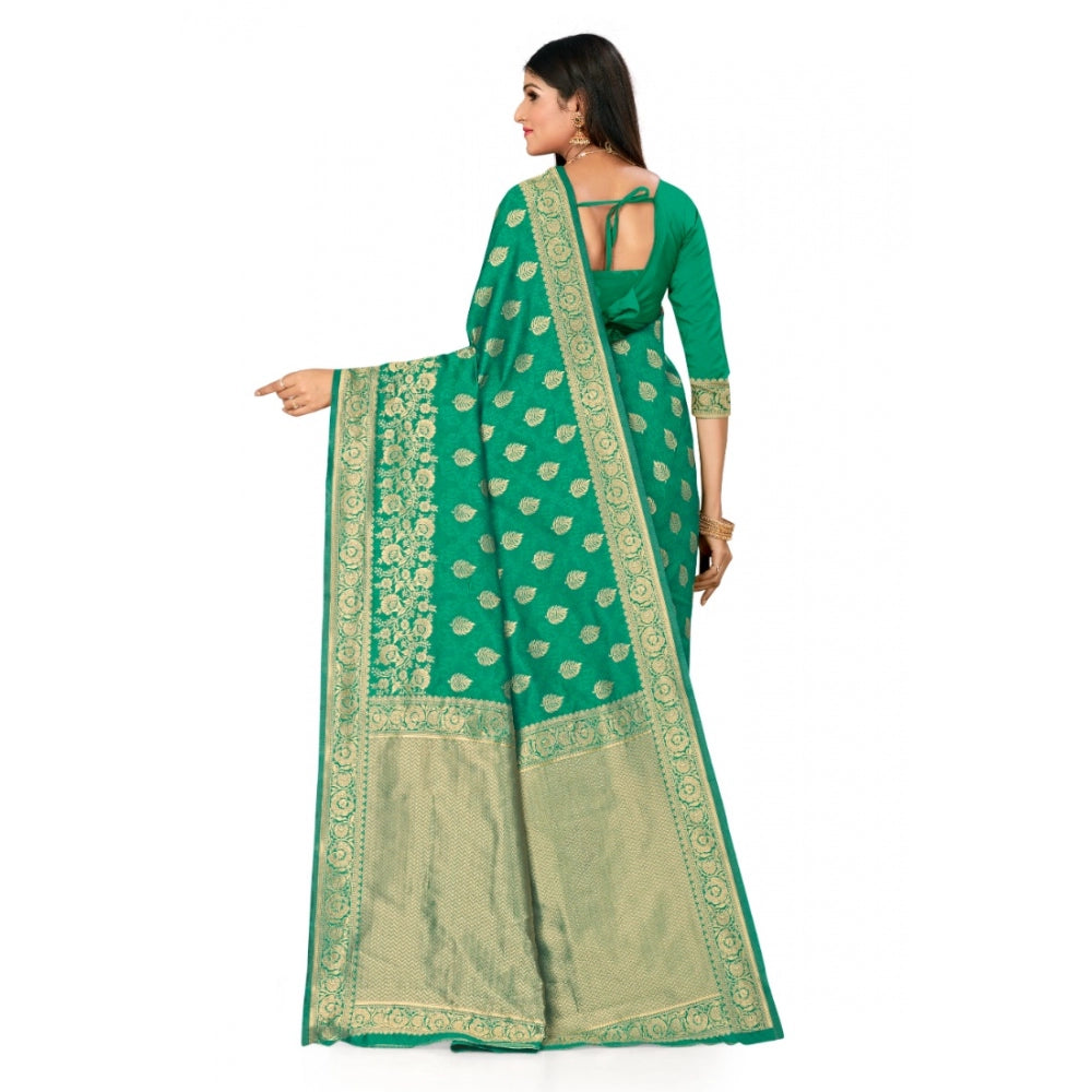 Generic Women's Banarasi Silk Designer Weaving Saree With Unstitched Blouse (Green, 5.50 Mtrs) - Noble Nook