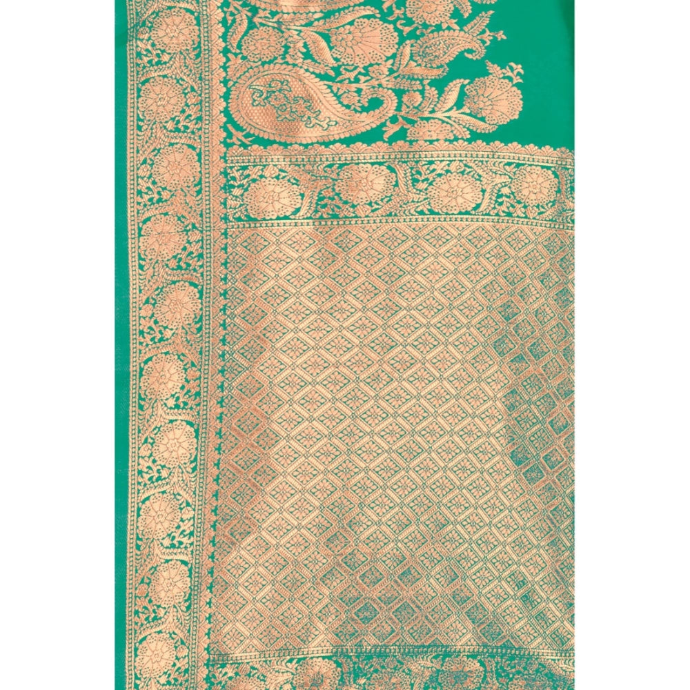 Generic Women's Banarasi Silk Designer Weaving Saree With Unstitched Blouse (Green, 5.50 Mtrs) - Noble Nook