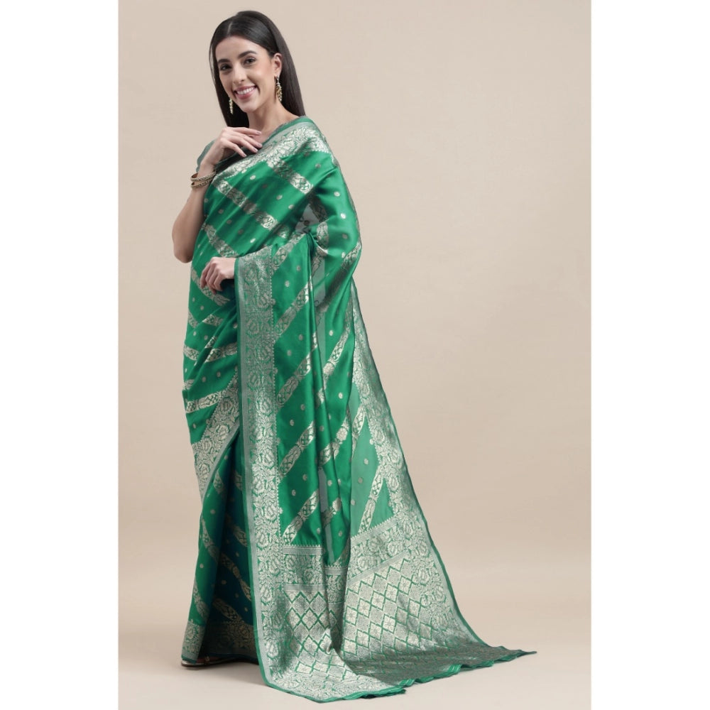 Generic Women's Banarasi Silk Designer Weaving Saree With Unstitched Blouse (Green, 5.50 Mtrs) - Noble Nook