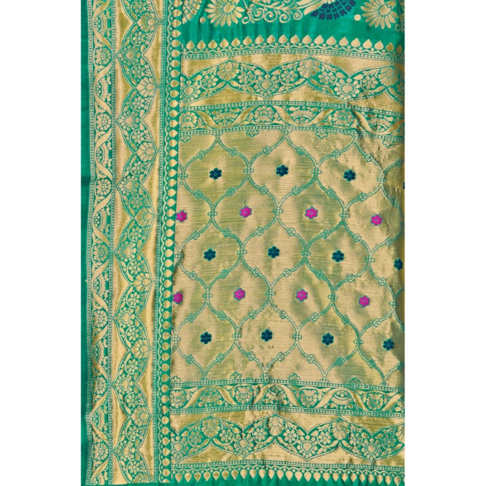 Generic Women's Banarasi Silk Designer Weaving Saree With Unstitched Blouse (Green, 5.50 Mtrs) - Noble Nook