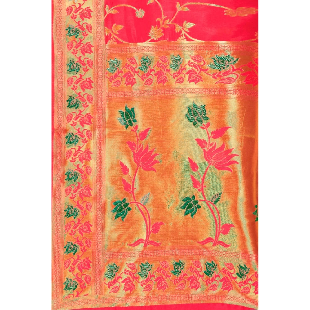 Generic Women's Banarasi Silk Designer Weaving Saree With Unstitched Blouse (Pink, 5.50 Mtrs) - Noble Nook