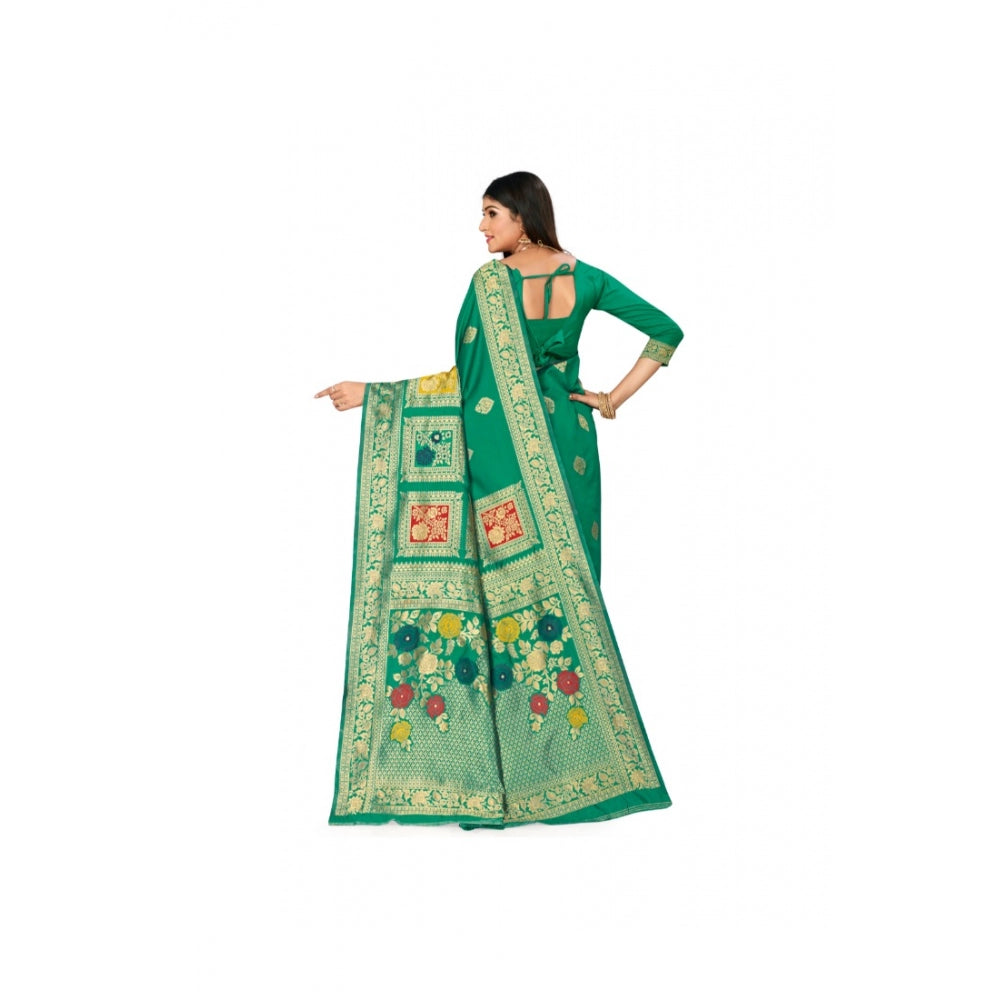 Generic Women's Banarasi Silk Designer Weaving Saree With Unstitched Blouse (Green, 5.50 Mtrs) - Noble Nook