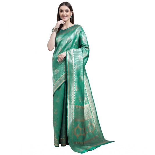 Generic Women's Banarasi Silk Designer Weaving Saree With Unstitched Blouse (Green, 5.50 Mtrs) - Noble Nook