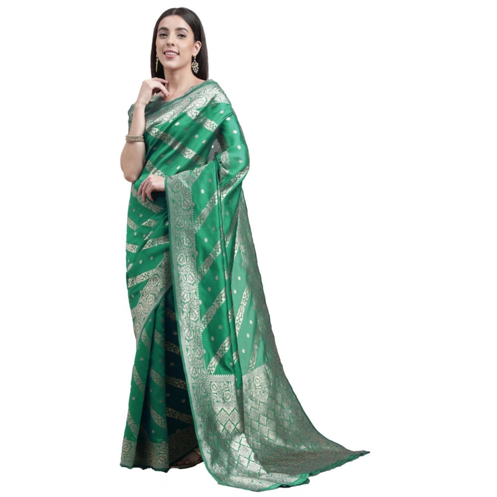 Generic Women's Banarasi Silk Designer Weaving Saree With Unstitched Blouse (Green, 5.50 Mtrs) - Noble Nook