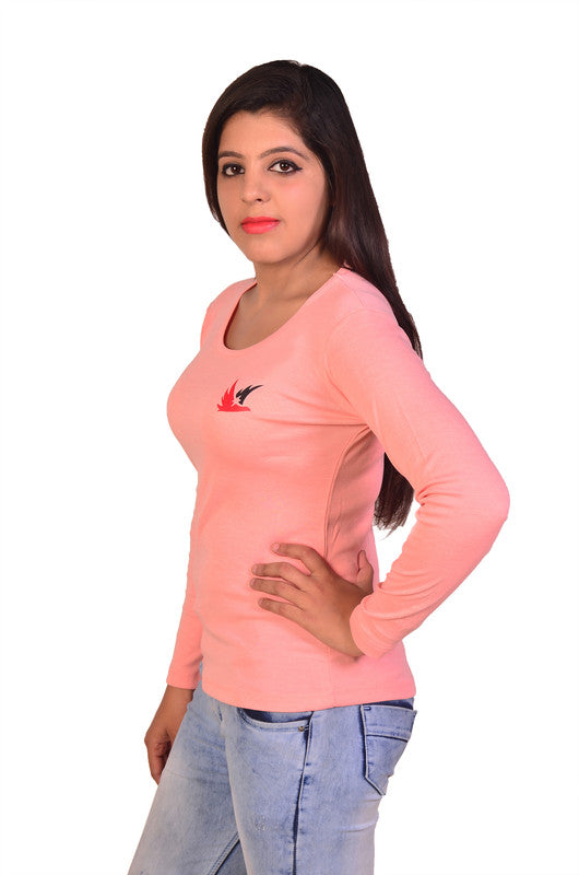 Women's Solid Full Sleeve T-Shirt Top Casual Wear - Noble Nook